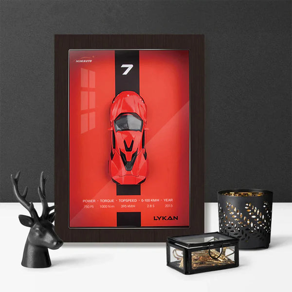 1:32 Scale Lykan Hypersport Die-Cast Model - Hypercar with 3D Wooden Frame Display