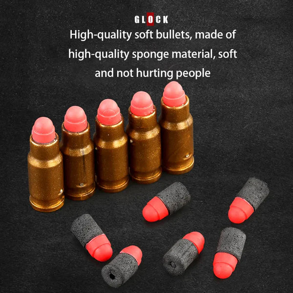Manual Shell Ejection Soft Bullet Pistol - Kids Toy Gun with Magazine & Silencer