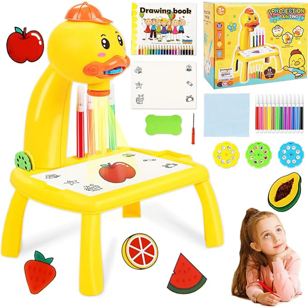 Kids Art Projector Set - Cute Duck Drawing Table with Light, Music Main image
