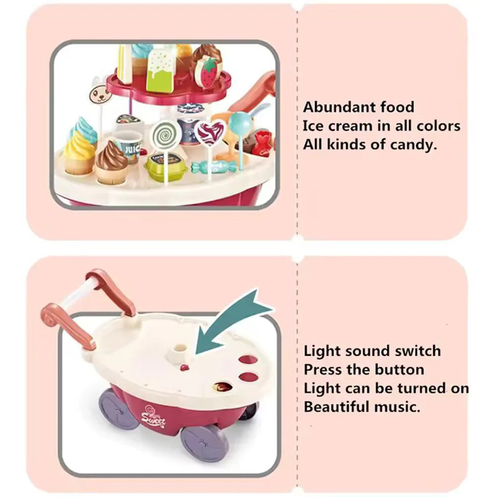 Pretend Play Ice Cream Maker Set - Kids Cooking Toy with Accessories