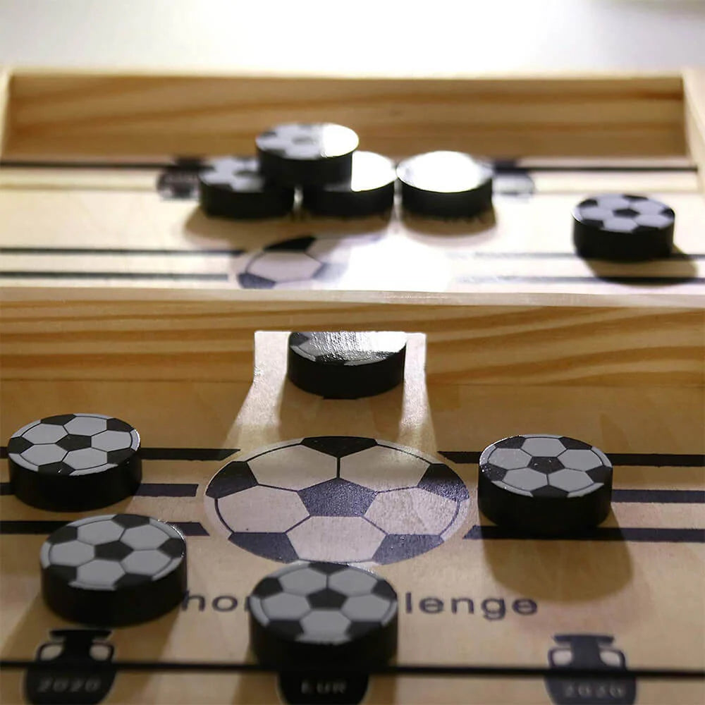 Wooden Pucket Game - Fast Sling Puck Table Hockey Game for 2 Players
