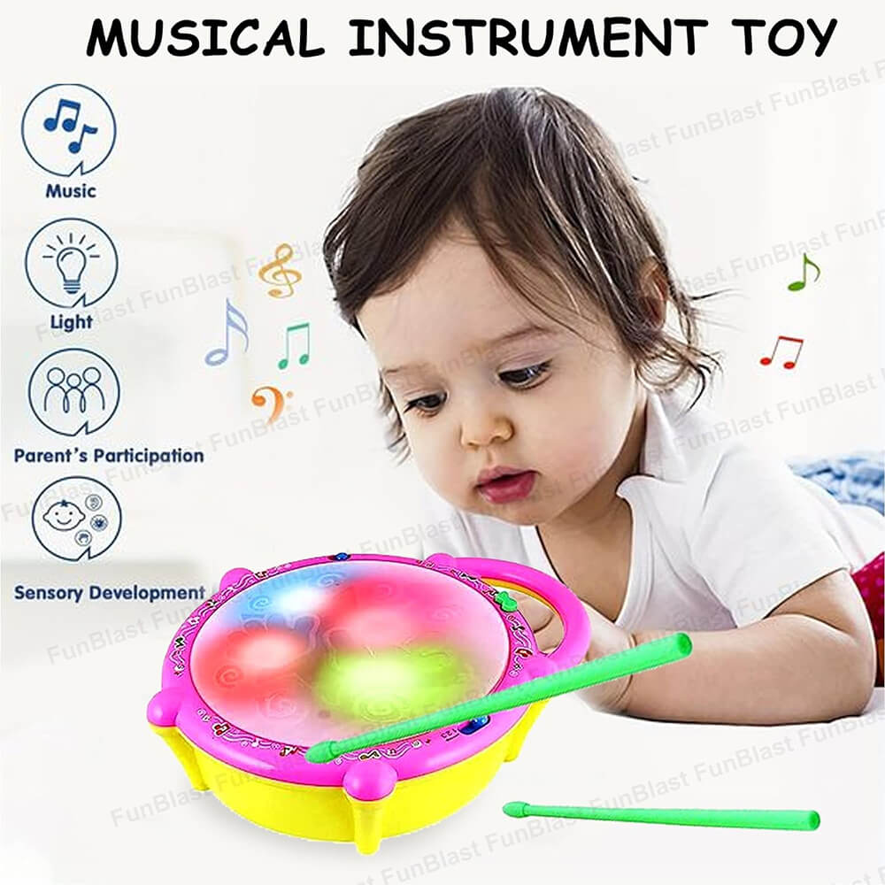 Baby Musical 3d Lights Drum With Sticks