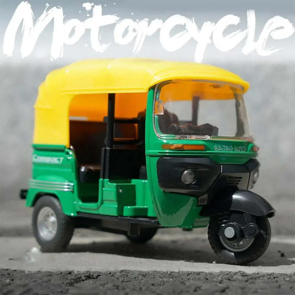 1:14 Scale Metal CNG Auto Rickshaw - Diecast Pull-Back Toy