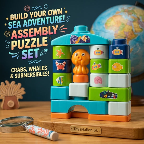 Ocean-Themed Building Blocks & Assembly Puzzle Set for Kids
