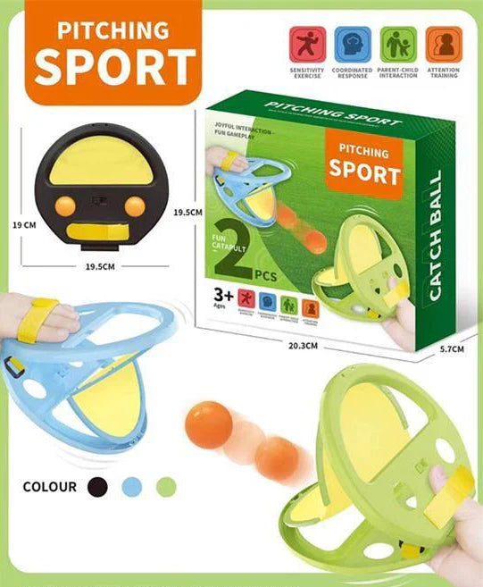 Kids Hand Catch & Throw Ball Game - 2-Player Set with Rackets