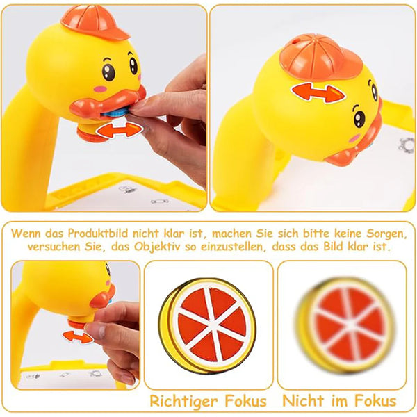 Kids Art Projector Set - Cute Duck Drawing Table with Light, Music