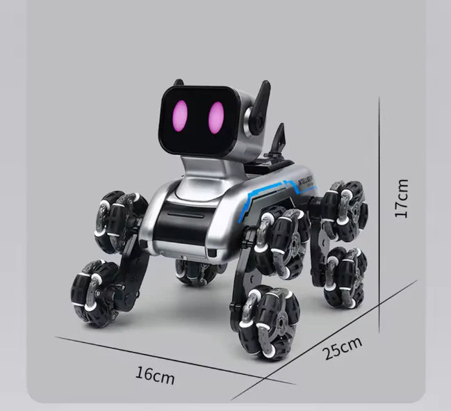 Remote & Watch Control Stunt Robot Dog - RC Spray Dog with 8-Wheel Drive
