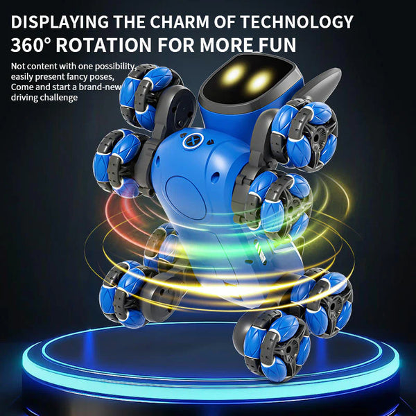 Mini RC Robot Dog - 2.4GHz 8-Wheel Stunt Toy