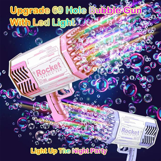 ocket Bazooka Bubble Gun - 69-Hole Automatic Bubble Blaster for Kids Main Image
