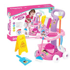 Kids Cleaning Cart Toy Set - Pretend Play Housekeeping Set
