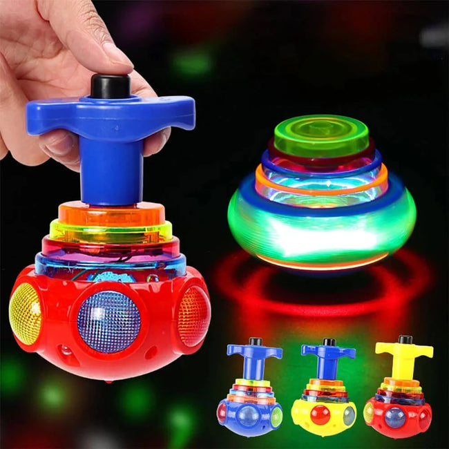 LED Gyroscope Spinning Top Toy - Light-Up Musical Spinner for Kids Hover Image