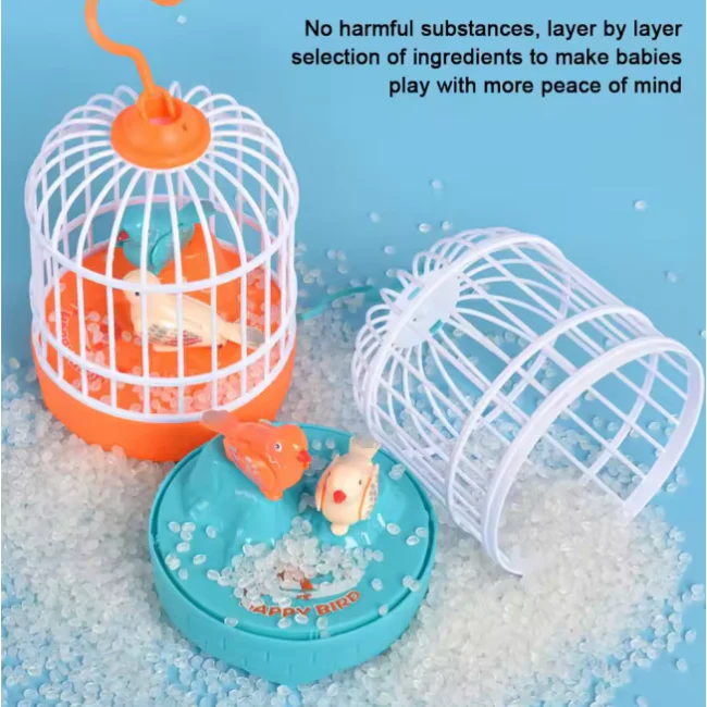 Interactive Voice-Activated Bird Cage Toy - Recording & Sound Effects with Light