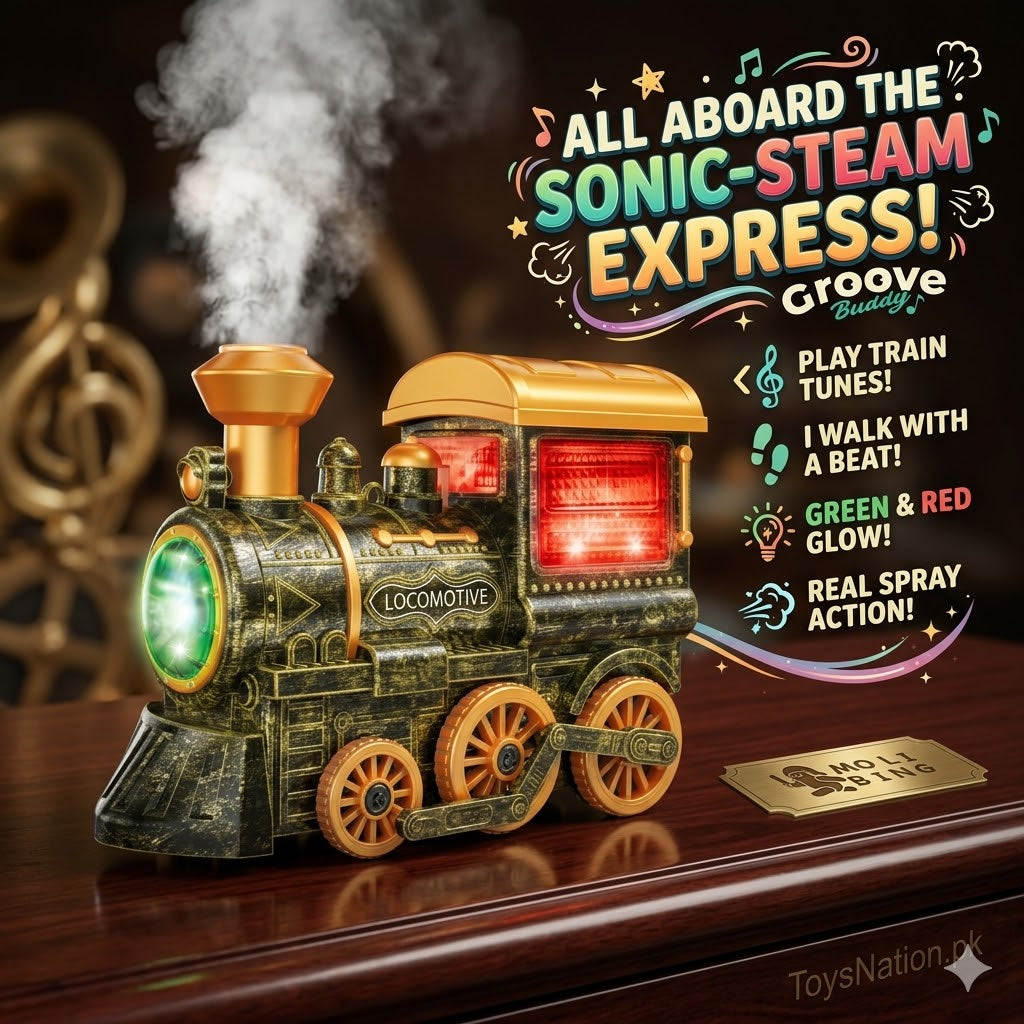 Sonic Steam Express Electric Locomotive Toy | Walking Train with Real Steam Spray, LED Lights & Music for Kids Main image