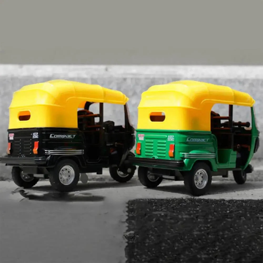 1:14 Scale Metal CNG Auto Rickshaw - Diecast Pull-Back Toy