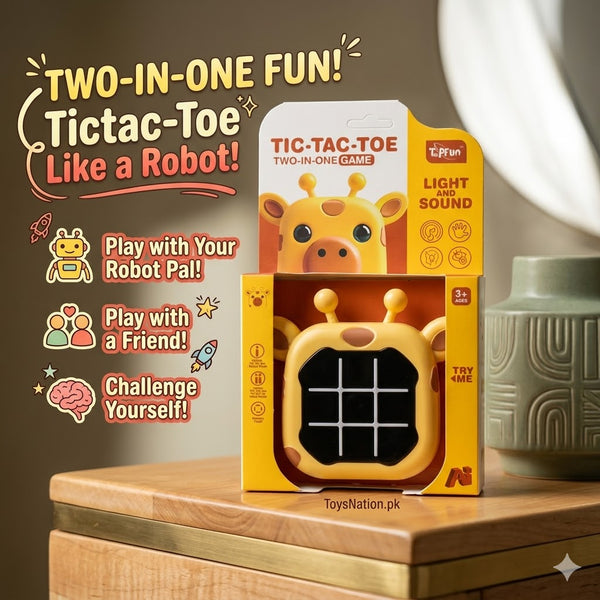 TopFun Tic-Tac-Toe Like a Robot! 2-in-1 Electronic Game | Play vs AI Robot or Friend with Light & Sound