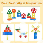 Wooden Shape Sorting Toy - 5 Column Geometric Stacking Board for Kids