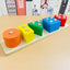 Wooden Shape Sorting Toy - 5 Column Geometric Stacking Board for Kids