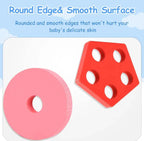 Wooden Shape Sorting Toy - 5 Column Geometric Stacking Board for Kids