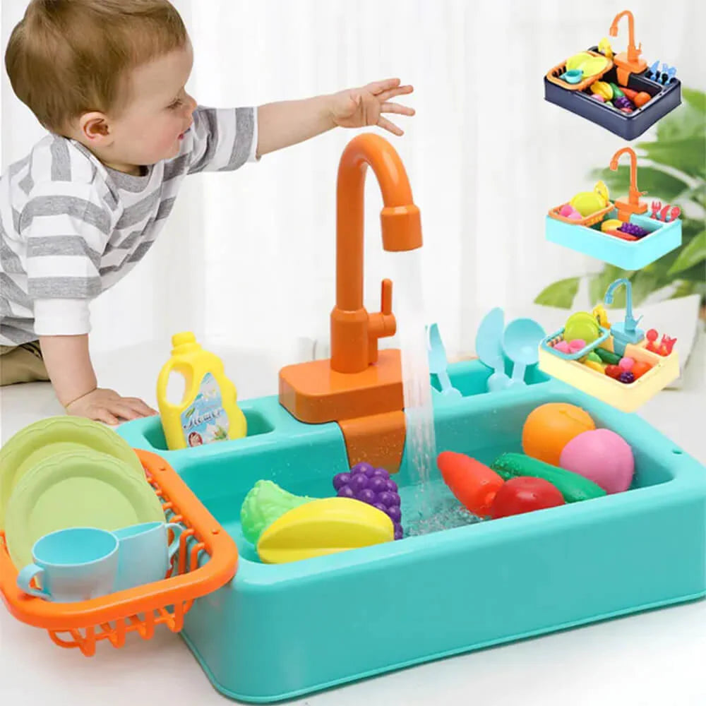 Play Kitchen Sink Toy - Battery-Operated with Real Running Water for Kids