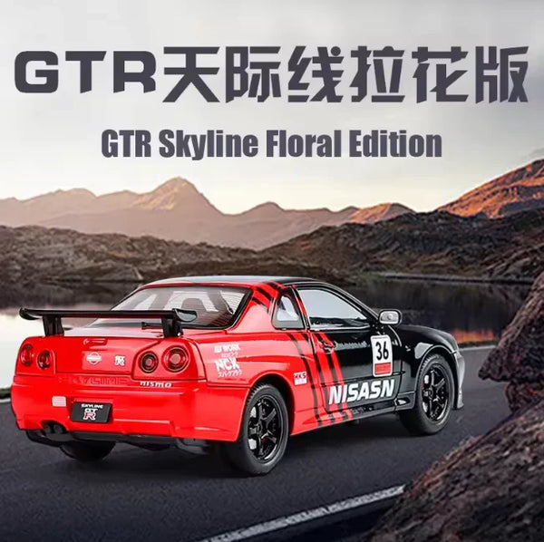 1:24 Scale Nissan Skyline GT-R Die-Cast Model - Floral Edition Alloy Sports Car