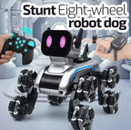 Remote & Watch Control Stunt Robot Dog - RC Spray Dog with 8-Wheel Drive