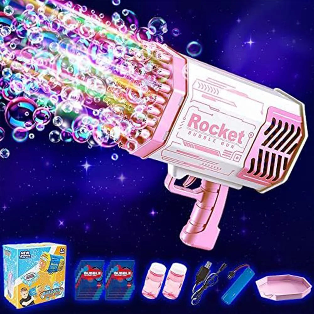 ocket Bazooka Bubble Gun - 69-Hole Automatic Bubble Blaster for Kids