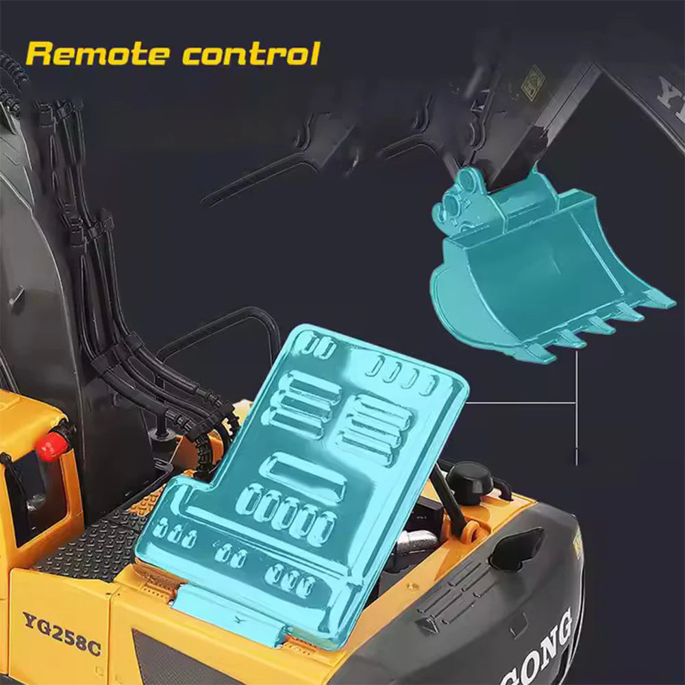 RC Construction Excavator Crane - 6CH Remote Control Digger Toy with Rechargeable Battery