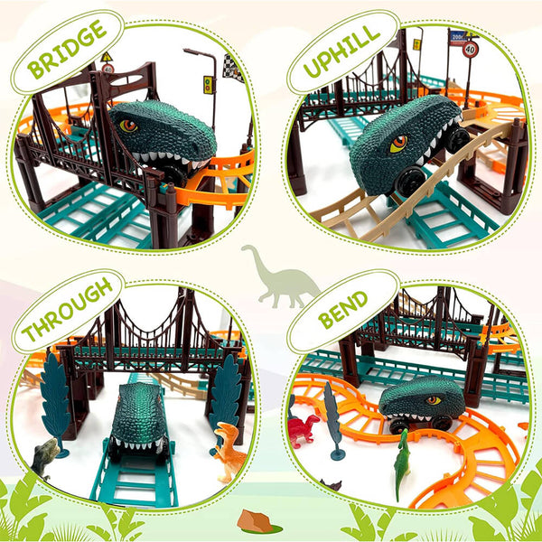 Dinosaur Car Track Set - Multi-Layout Racing Ramp Toy