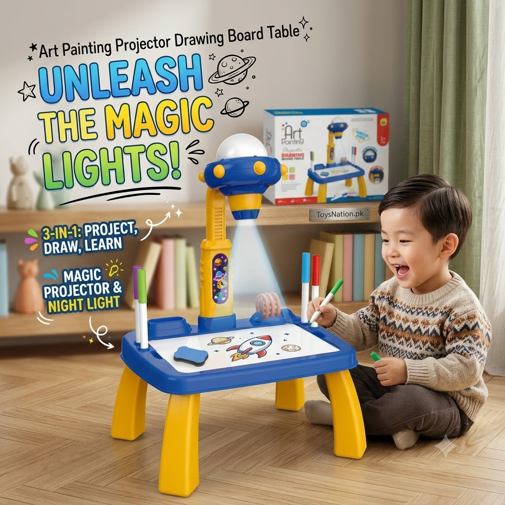 Kids' Art Projector Drawing Table – Dream, Draw & Glow with Markers & Eraser