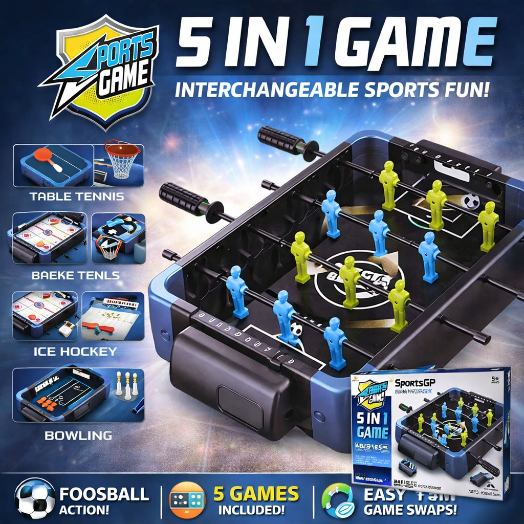 🎮 5-in-1 Multi Game Table for Kids & Family Main image