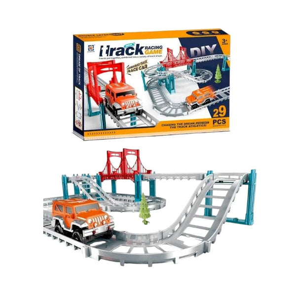 30-Piece Urban Jeep Track Set - Motorized Off-Road Racing Track with Vehicle