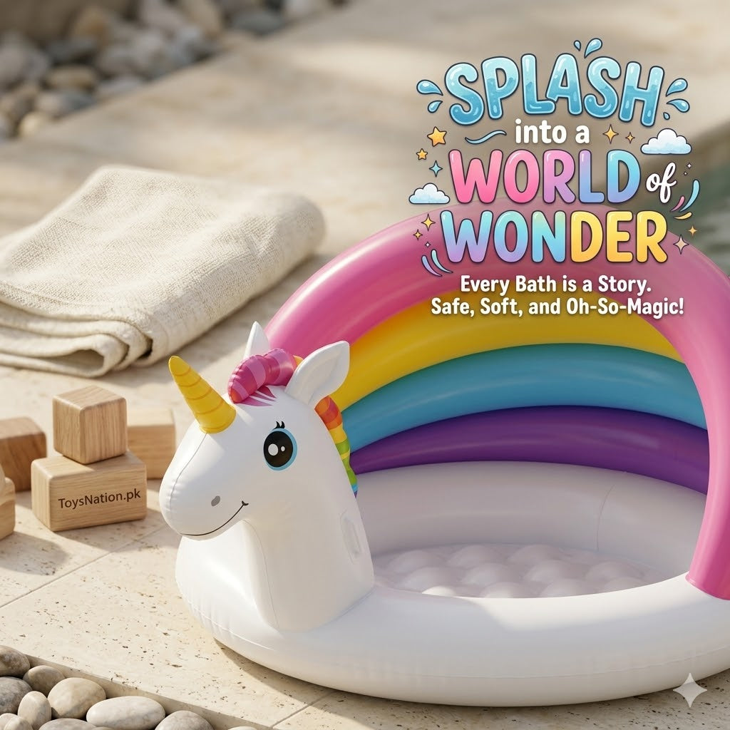 Unicorn Rainbow Arch Inflatable Baby Pool | Magical Splash & Sparkle Pool for Toddlers & Girls