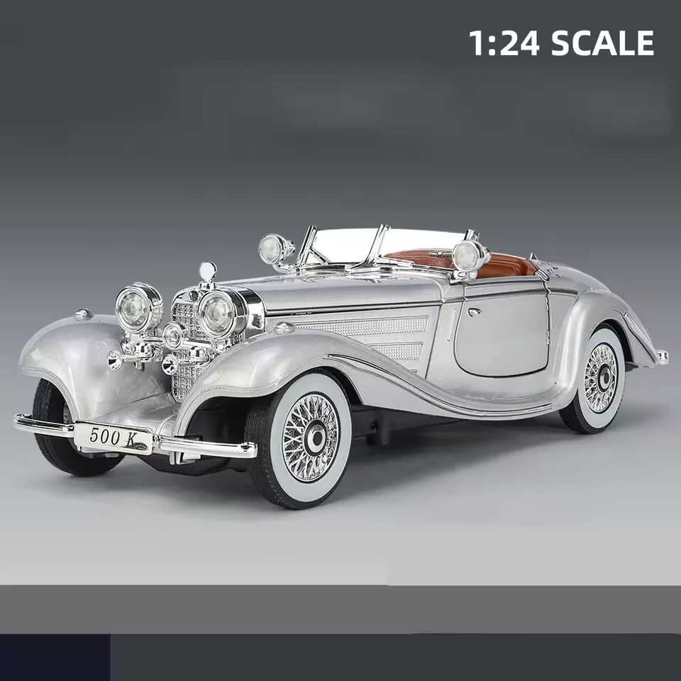 1:24 Diecast Benz 500k Classic Model With Acrylic Box - Gray