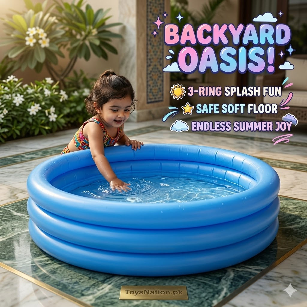 Classic Blue 3-Ring Inflatable Kids Pool | Outdoor Splash Pool for Toddlers & Children Secondary image