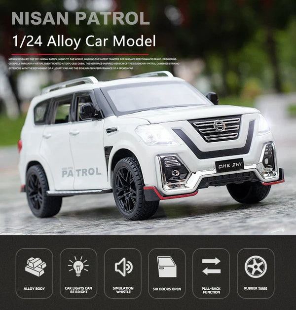 1:24 Scale Nissan Patrol Die-Cast Model - SUV with Smoke, Light & Sound Effects