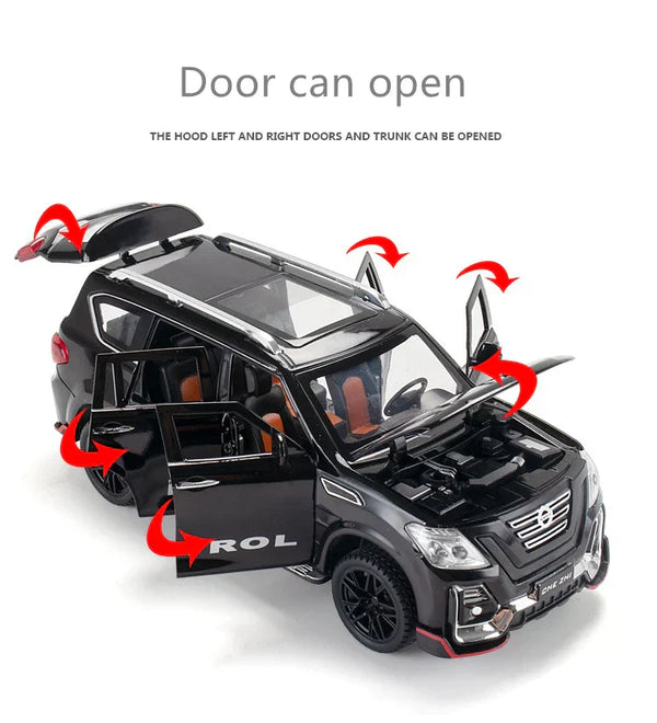 1:24 Scale Nissan Patrol Die-Cast Model - SUV with Smoke, Light & Sound Effects