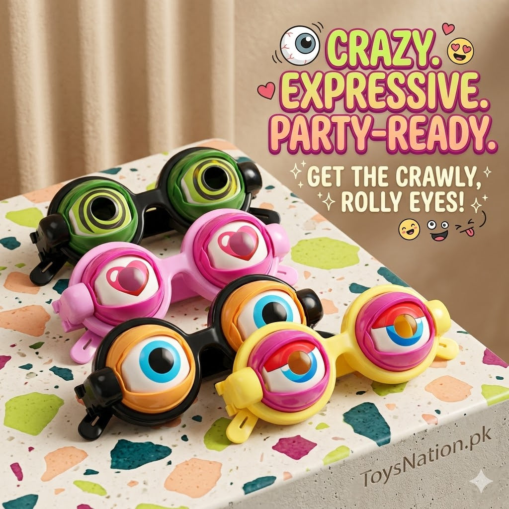 Crawly Rolly Eyes Novelty Party Glasses | Crazy Expressive Funny Glasses for Kids & Adults - Pack of 1