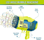 132-Hole Rechargeable Bubble Gun - Rocket Design with LED Lights & Colorful Bubbles