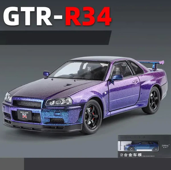 1:24 Scale Nissan Skyline GT-R R34 Die-Cast Model - Sports Car with Light & Sound