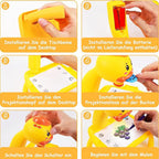 Kids Art Projector Set - Cute Duck Drawing Table with Light, Music