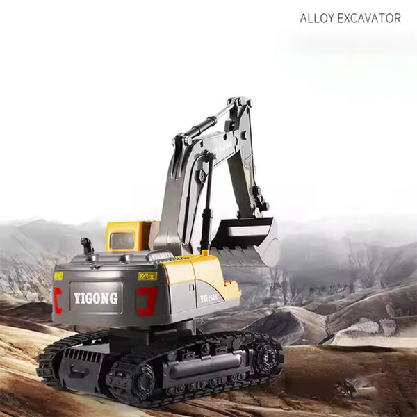 RC Construction Excavator Crane - 6CH Remote Control Digger Toy with Rechargeable Battery