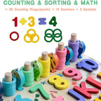 6-in-1 Wooden Montessori Learning Toy - Counting, Math & Fishing Game for Kids