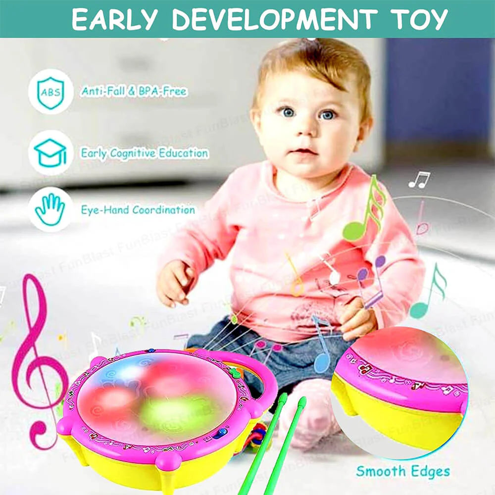 Baby Musical 3d Lights Drum With Sticks