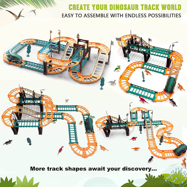 Dinosaur Car Track Set - Multi-Layout Racing Ramp Toy
