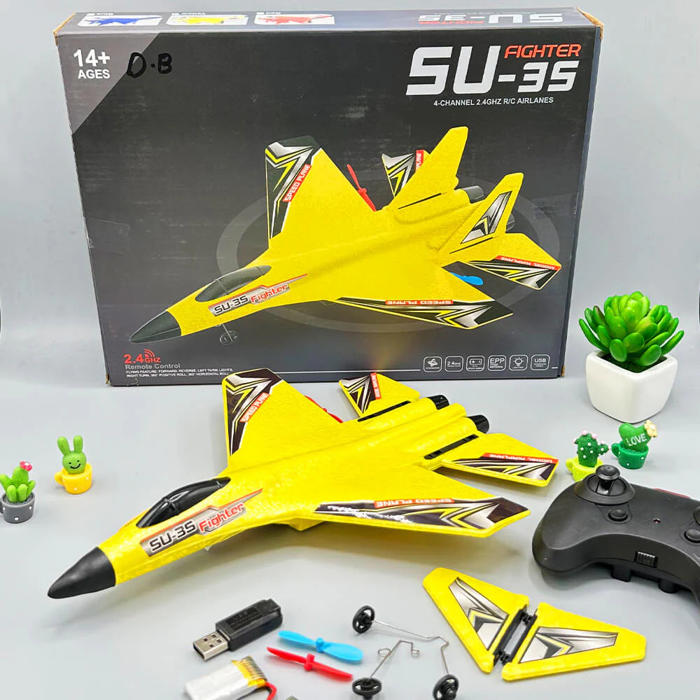 SU-35 RC Foam Plane - 2.4G Remote Control Glider with LED Night Lights