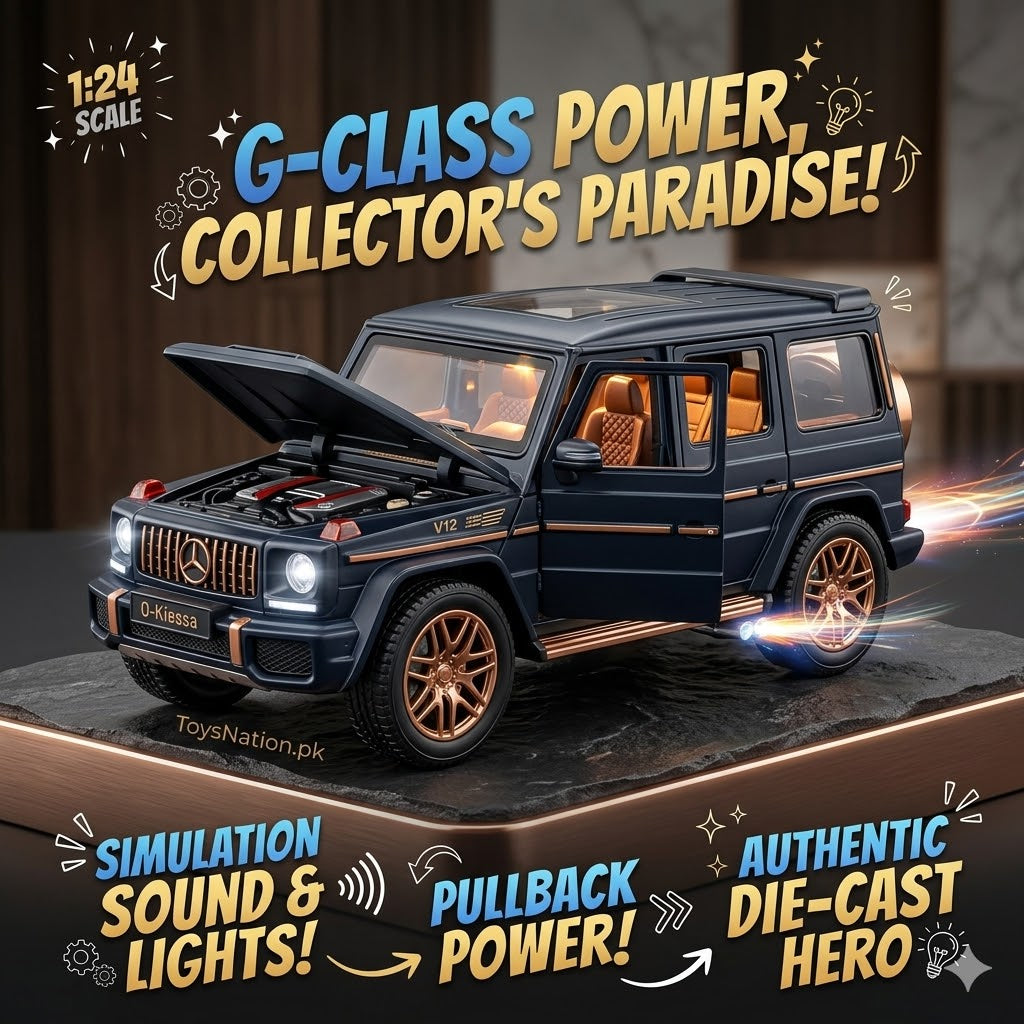 1:24 Scale Mercedes G-Class AMG Diecast Model Car – Sound, Lights, Pullback & Openable Doors