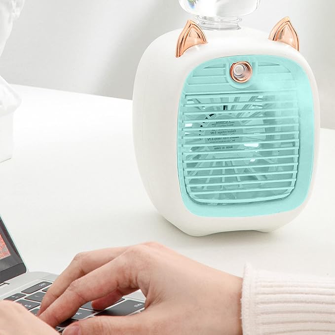 Portable Mini Air Conditioning Fan - Desk Misting Fan With 1200mAh Battery, USB Type-C Charging