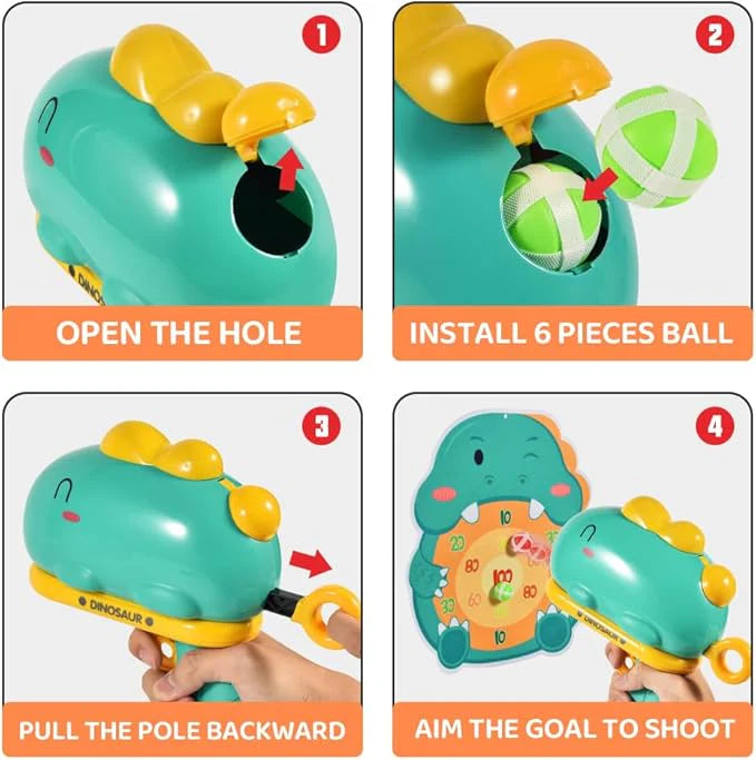 Dinosaur Shooting Gun Toy - Educational Target Practice Game for Kids