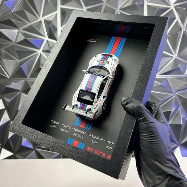 1:32 Scale Porsche Die-Cast Model Car - Sports Car with 3D Wooden Frame Display Main Image