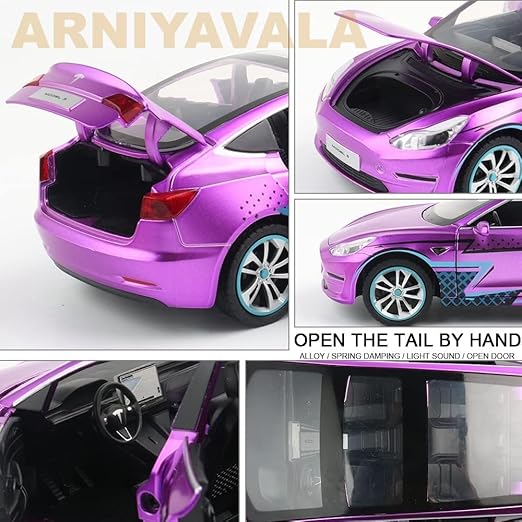 1:24 Scale Tesla Model 3 Die-Cast Model - Alloy Car with Lights & Sound